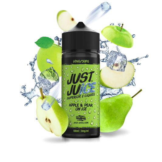 Just Juice 70/30 100ml ICONIC FRUITS Range Shortfill E-liquid Zero Nic 0mg - APPLE & PEAR ON ICE