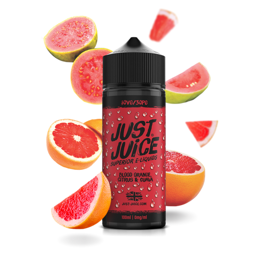 Just Juice 70/30 100ml ICONIC FRUITS Range Shortfill E-liquid Zero Nic 0mg - BLOOD ORANGE CITRUS & GUAVA