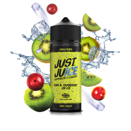 Just Juice 70/30 100ml ICONIC FRUITS Range Shortfill E-liquid Zero Nic 0mg - KIWI & CRANBERRY ON ICE