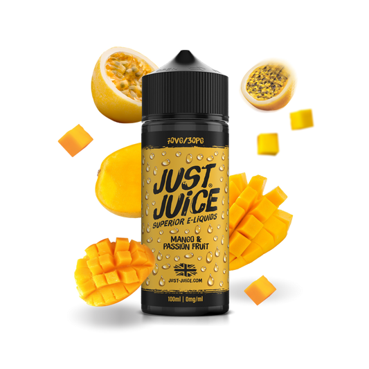 Just Juice 70/30 100ml ICONIC FRUITS Range Shortfill E-liquid Zero Nic 0mg - MANGO & PASSION FRUIT