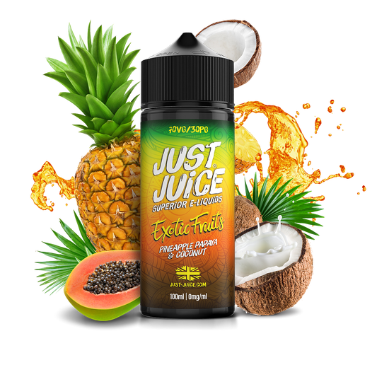 Just Juice 70/30 100ml EXOTIC FRUITS Range Shortfill E-liquid Zero Nic 0mg - PINEAPPLE PAPAYA & COCONUT