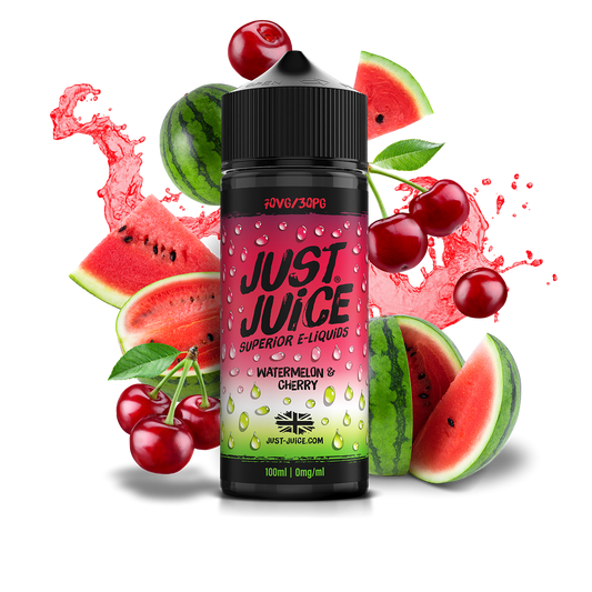 Just Juice 70/30 100ml ICONIC FRUITS Range Shortfill E-liquid Zero Nic 0mg - WATERMELON & CHERRY