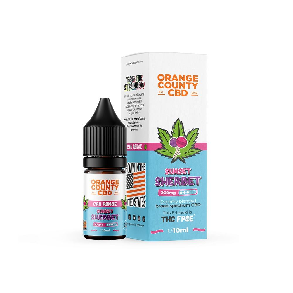 Orange County CBD Cali Range Broad Spectrum CBD E-Liquid 10ml 300mg - SUNSET SHERBET