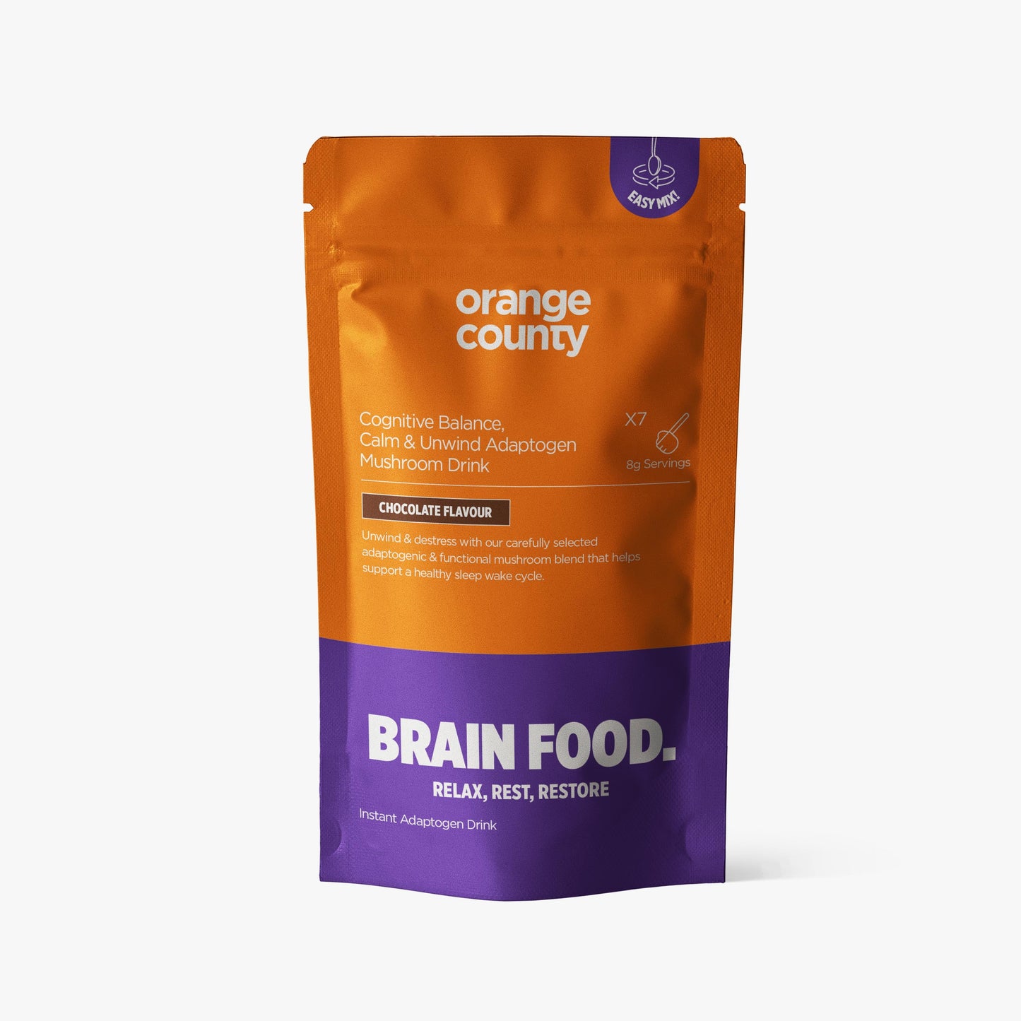 Orange County Brain Food Calm & Unwind Adaptogen Mushroom Drink 60g Pouch - 7 Servings