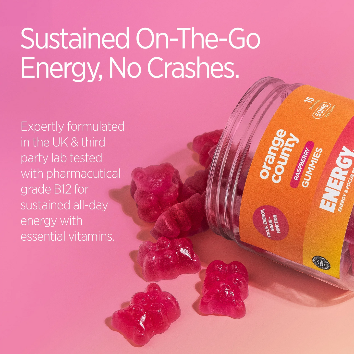 Orange County Energy Caffeine Supplement 50mg Gummies - 15 Servings