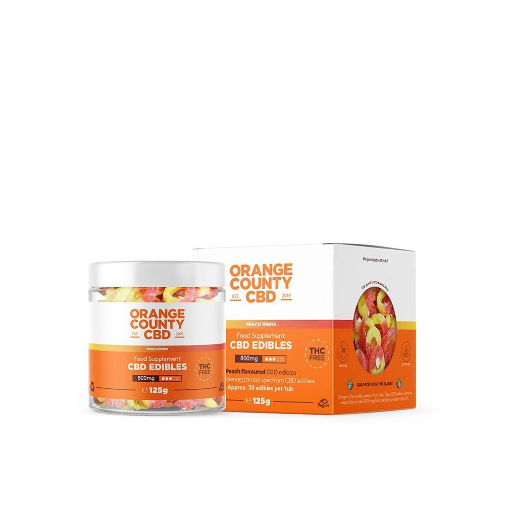 Orange County CBD Gummy Fizzy Peach Rings 400-4800mg Broad Spectrum CBD - Various Strengths