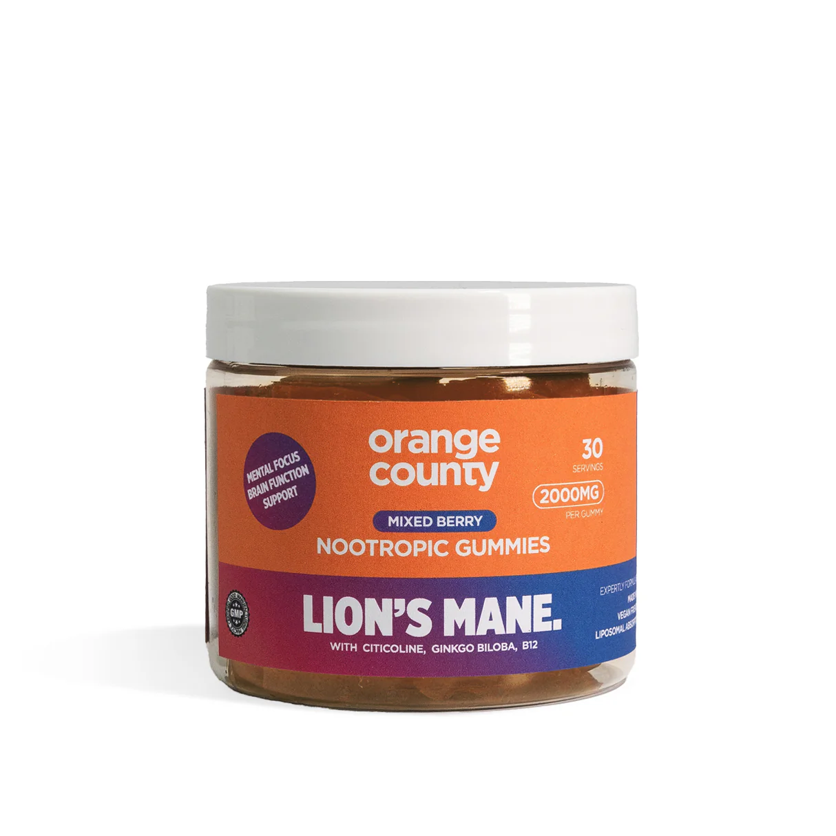 Orange County Lions Mane Cognitive Boost 2000mg Gummies - 30 Servings