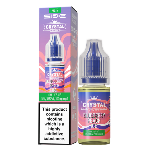 SKE - Crystal Original Nicotine Salts E-Liquids 10ml Single Bottle 10mg / 20mg Nic Salt - BLUEBERRY PEACH ICE