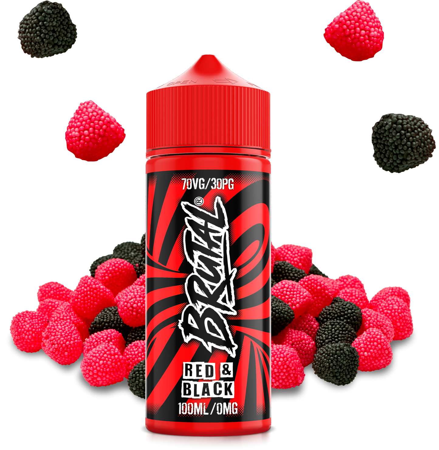 Just Juice 70/30 100ml BRUTAL Range Shortfill E-liquid Zero Nic 0mg - RED & BLACK