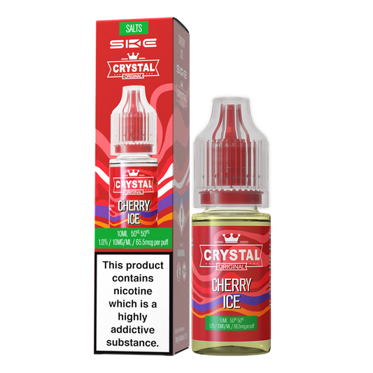 SKE - Crystal Original Nicotine Salts E-Liquids 10ml Single Bottle 10mg / 20mg Nic Salt - CHERRY ICE