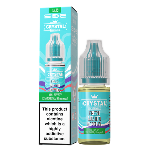 SKE - Crystal Original Nicotine Salts E-Liquids 10ml Single Bottle 10mg / 20mg Nic Salt - FRESH MOJITO MENTHOL