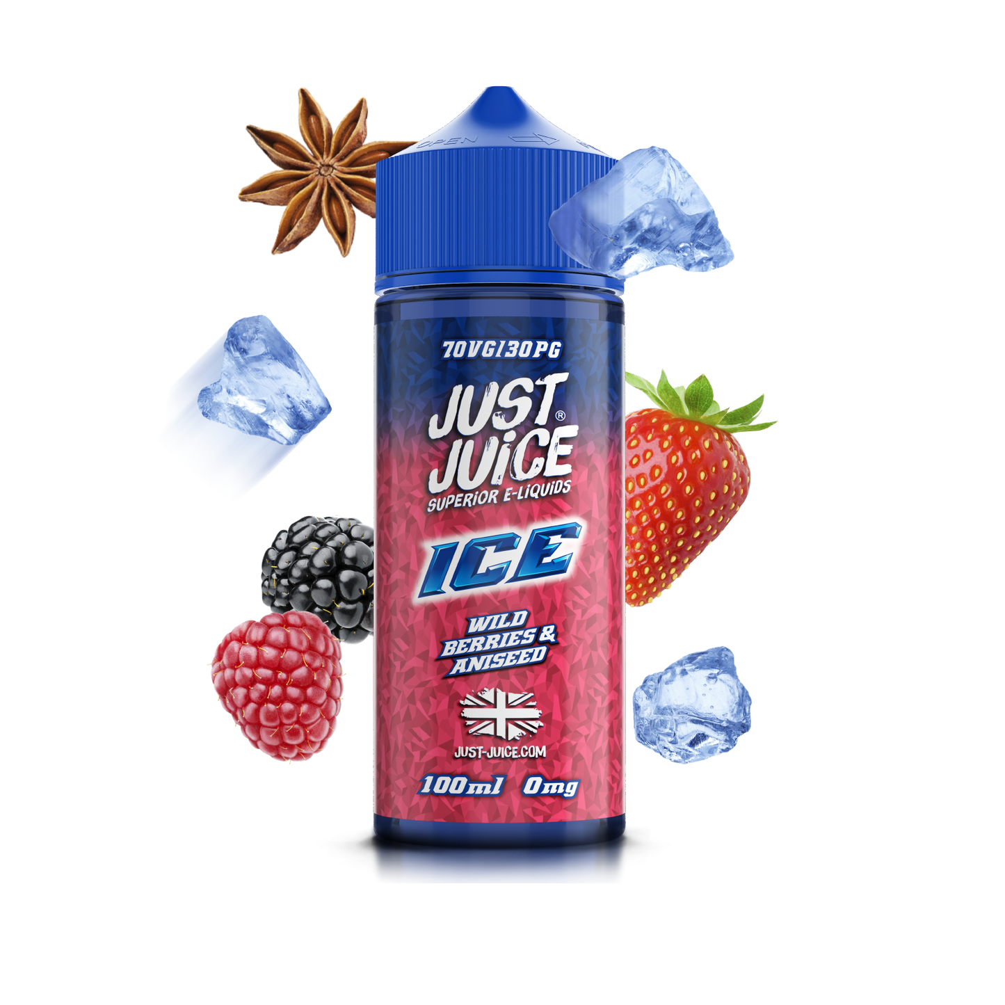 Just Juice 70/30 100ml ICE Range Shortfill E-liquid Zero Nic 0mg - WILD BERRIES & ANISEED (ICE)