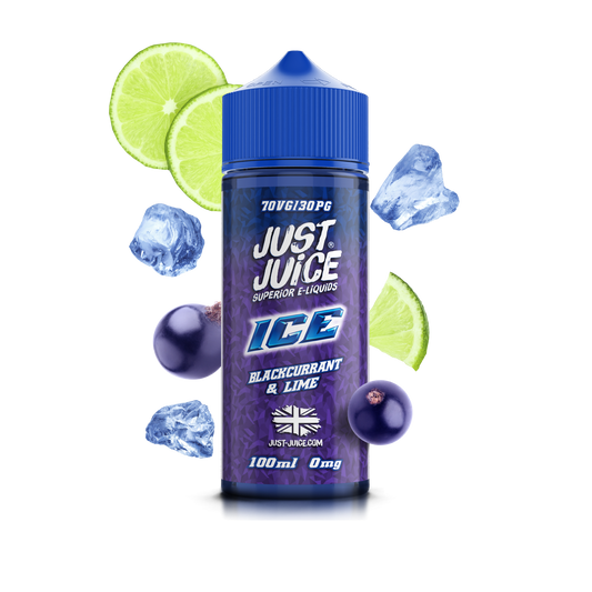 Just Juice 70/30 100ml ICE Range Shortfill E-liquid Zero Nic 0mg - BLACKCURRANT & LIME (ICE)