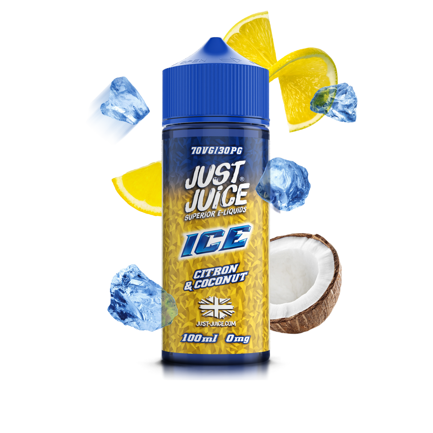 Just Juice 70/30 100ml ICE Range Shortfill E-liquid Zero Nic 0mg - CITRON & COCONUT (ICE)