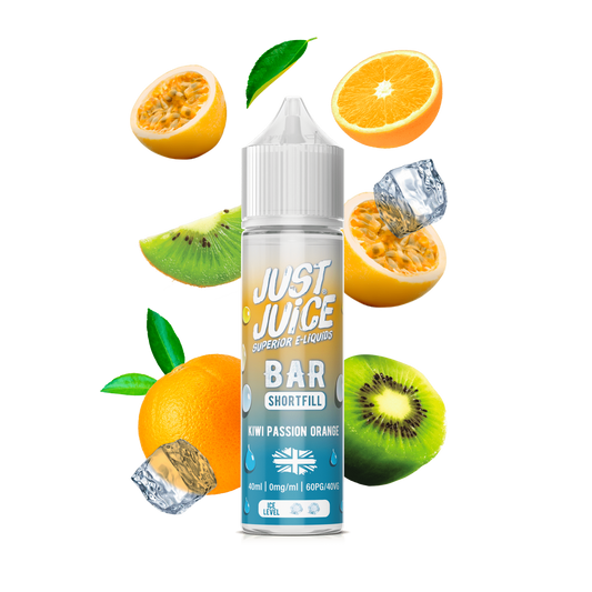 Just Juice 40/60 40ml Bar Pod Shortfill E-liquid Zero Nic 0mg - KIWI PASSION ORANGE