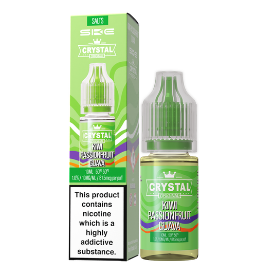 SKE - Crystal Original Nicotine Salts E-Liquids 10ml Single Bottle 10mg / 20mg Nic Salt - KIWI PASSION FRUIT GUAVA