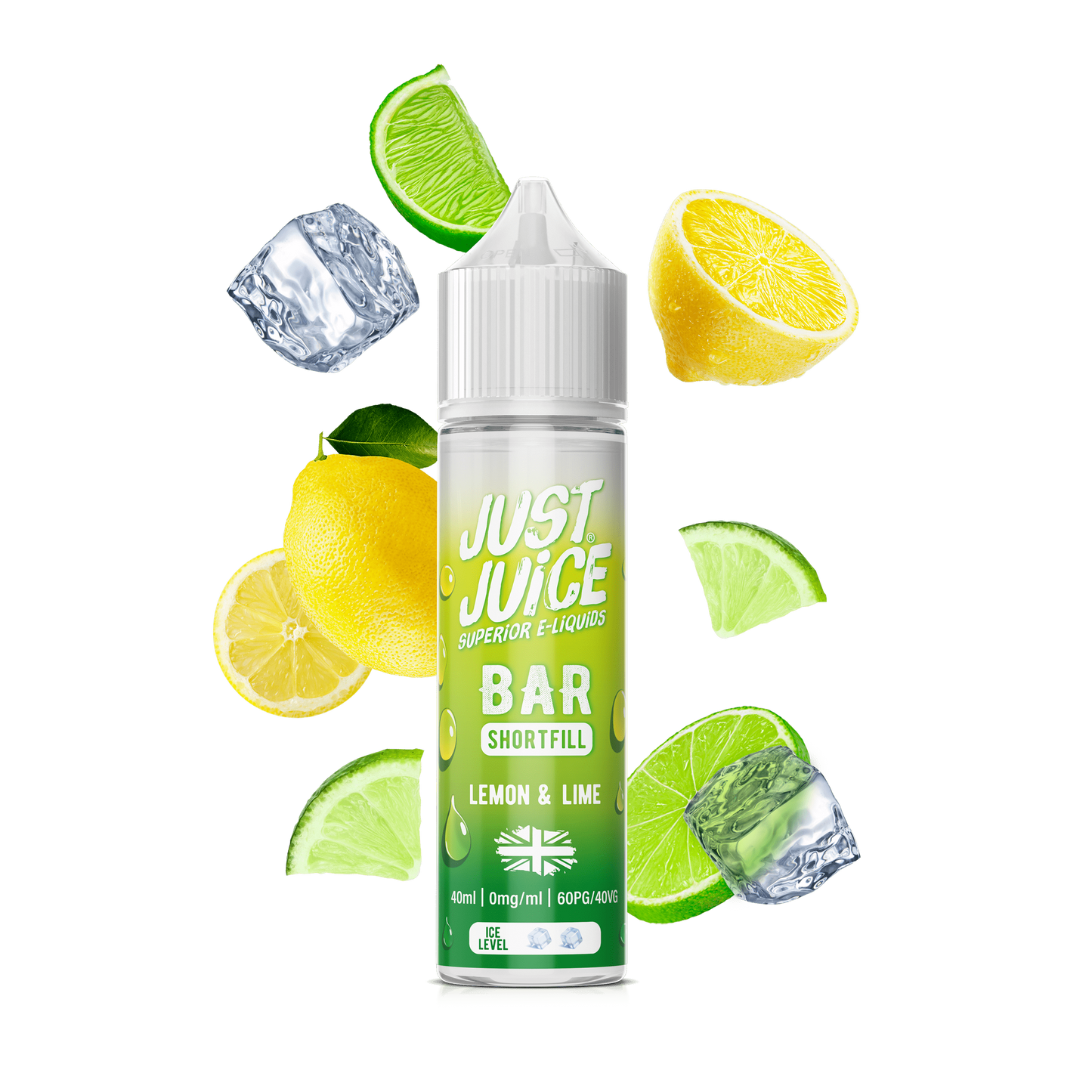 Just Juice 40/60 40ml Bar Pod Shortfill E-liquid Zero Nic 0mg - LEMON & LIME