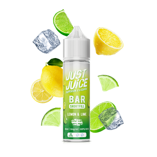 Just Juice 40/60 40ml Bar Pod Shortfill E-liquid Zero Nic 0mg - LEMON & LIME