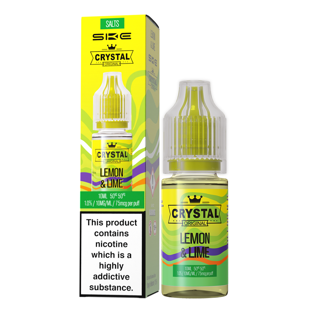 SKE - Crystal Original Nicotine Salts E-Liquids 10ml Single Bottle 10mg / 20mg Nic Salt - LEMON & LIME