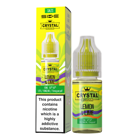 SKE - Crystal Original Nicotine Salts E-Liquids 10ml Single Bottle 10mg / 20mg Nic Salt - LEMON & LIME