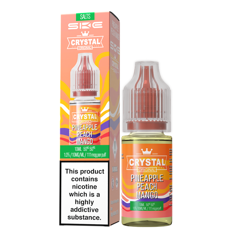 SKE - Crystal Original Nicotine Salts E-Liquids 10ml Single Bottle 10mg / 20mg Nic Salt - PINEAPPLE PEACH MANGO