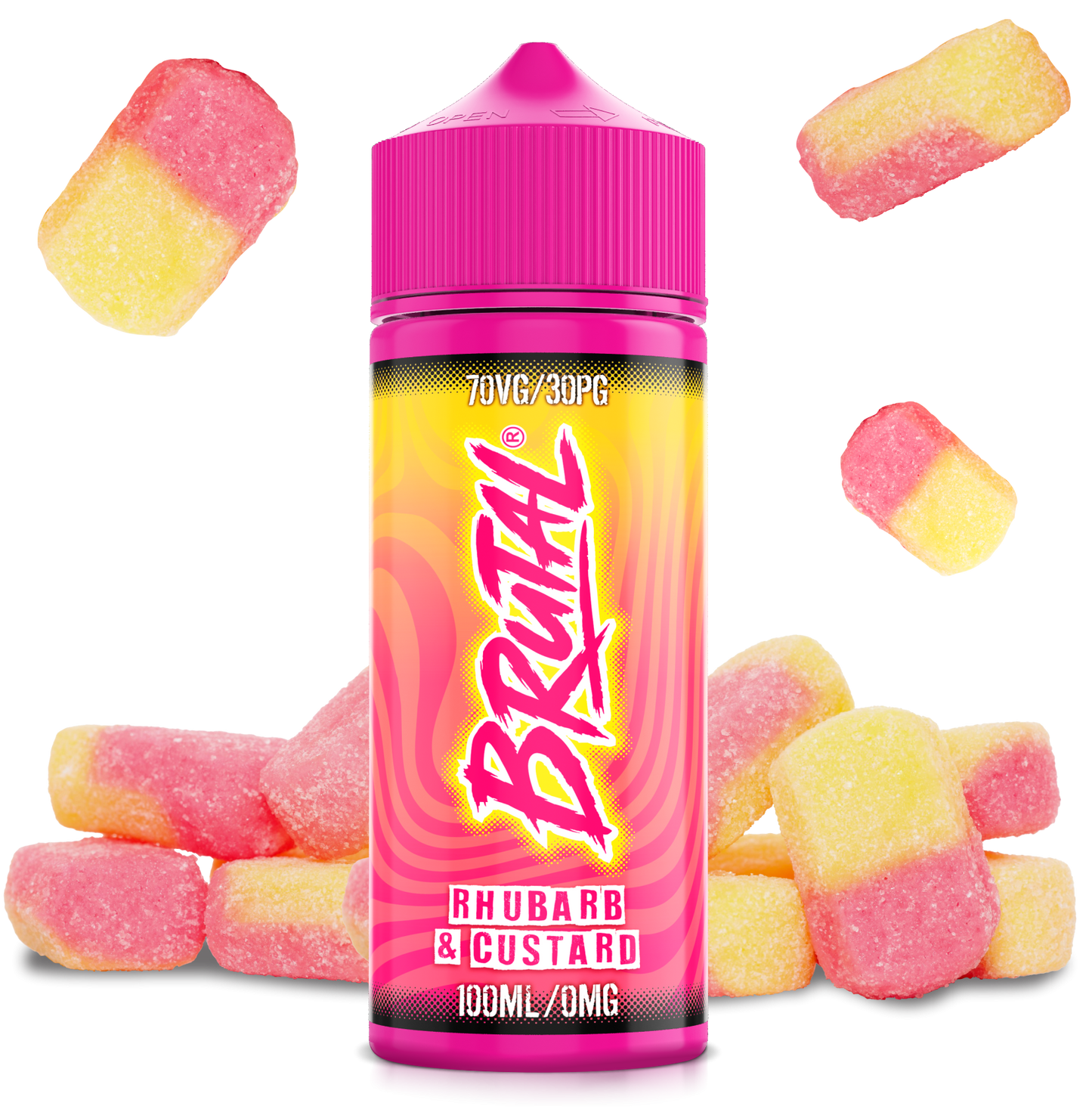 Just Juice 70/30 100ml BRUTAL Range Shortfill E-liquid Zero Nic 0mg - RHUBARB & CUSTARD