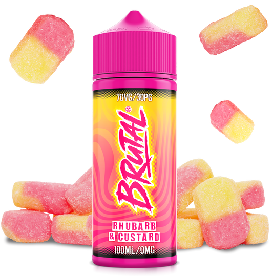 Just Juice 70/30 100ml BRUTAL Range Shortfill E-liquid Zero Nic 0mg - RHUBARB & CUSTARD