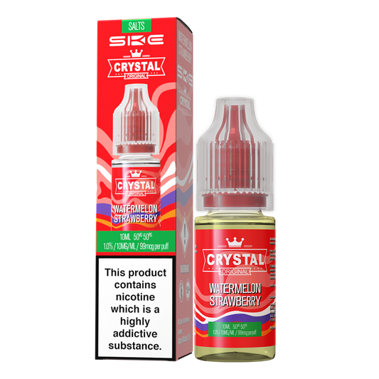 SKE - Crystal Original Nicotine Salts E-Liquids 10ml Single Bottle 10mg / 20mg Nic Salt - WATERMELON STRAWBERRY